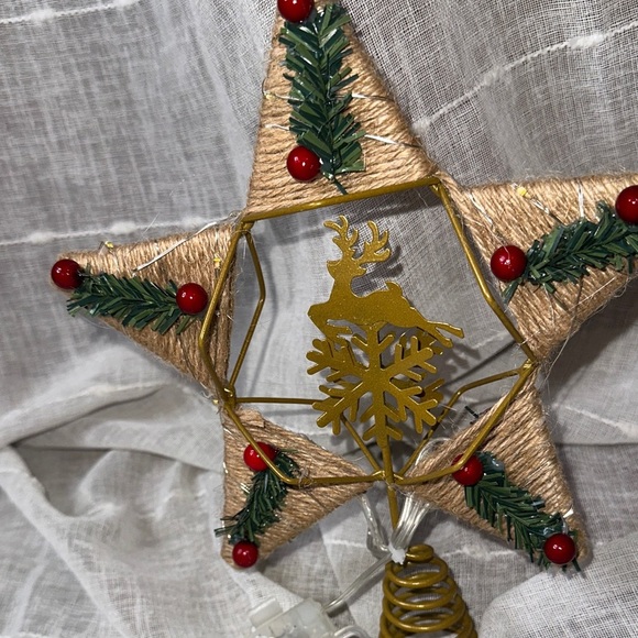 Lotus Hills Christmas Star 9" Tree Topper Lights Rustic Deer Holly Snowflake NWT - Picture 4 of 12
